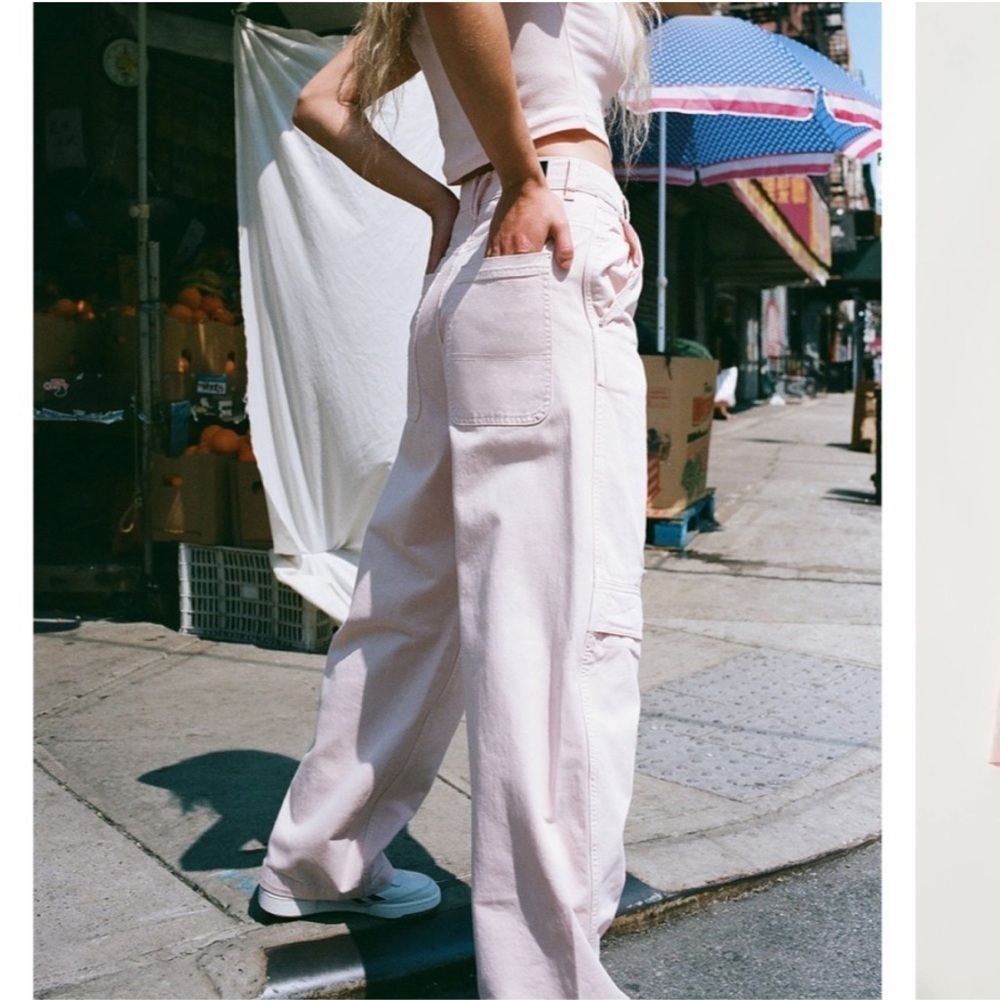 BDG Urban Outfitters Extreme Baggy Jeans Light Pink High Rise Wide Leg Size 24
